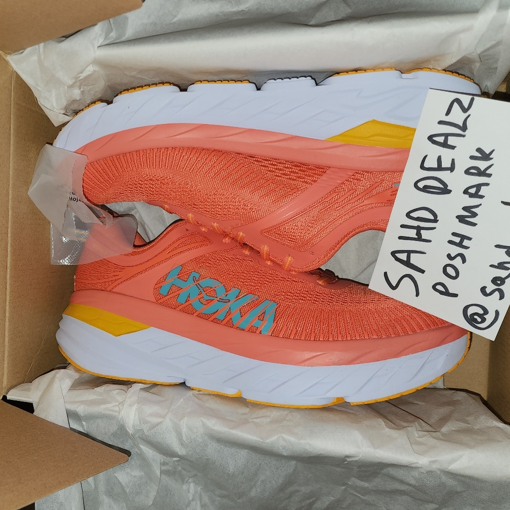 New Women's Hoka Bondi 7 Sneakers camellia/coastal shade size 11